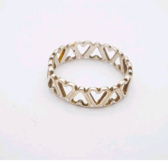 Vintage Sterling Silver 925 Heart Ring Band Size 7 - Picture 7 of 8